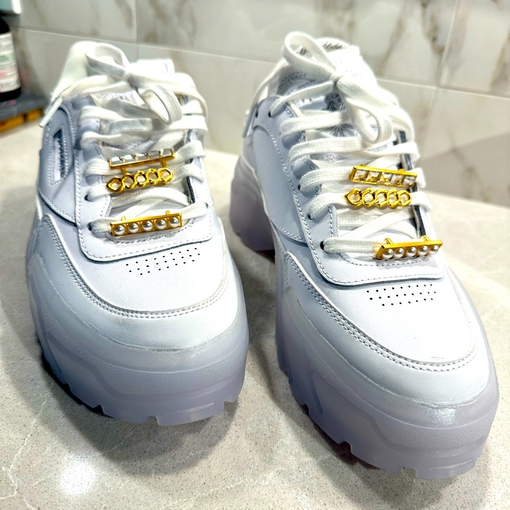 Reebok, Cardi B, white leather platform, shoes, brand new, size 9